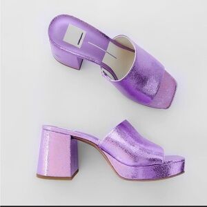 Dolce Vita Marsha Sandal in Electric Violet Crackled Stella Chunky Retro Block